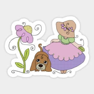 Mädchen mit Hund Sticker